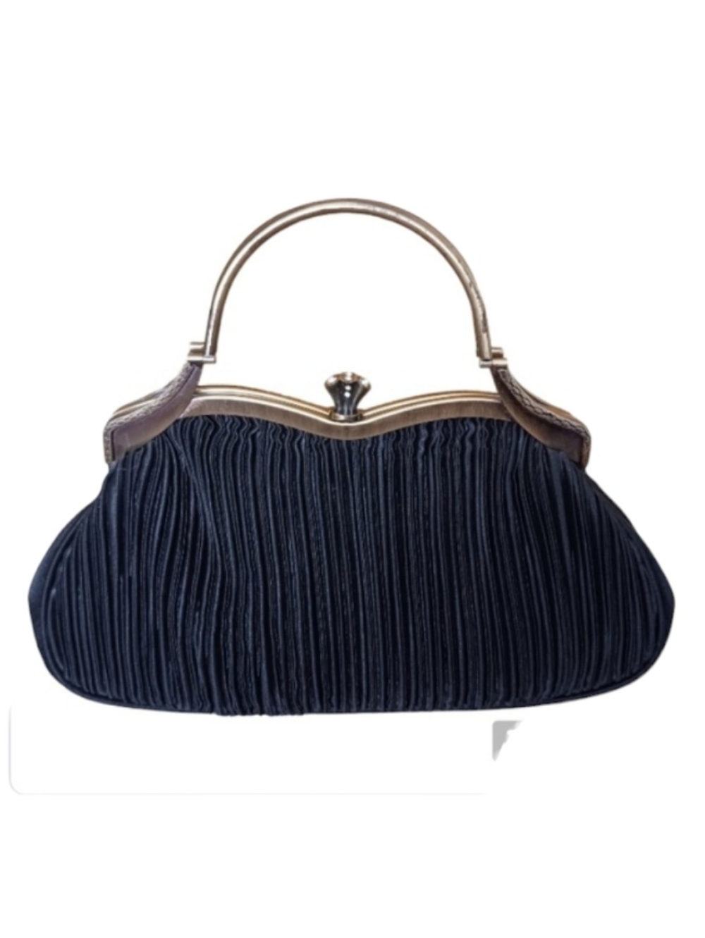 La Regale Satin Metal Handle Evening Clutch Bag Old Money